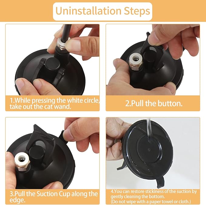 Cat Toys Wand Hands-Free Interactive with Super Suction Cup Sticky Detachable 9Pcs Refills 2 Stick for Indoor (Cat Wand with Suction Cup)