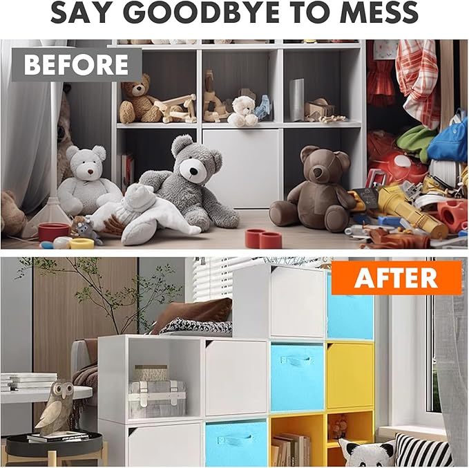 ShellKingdom Foldable Fabric Storage Cubes And Cloth Organizer Drawer For Closet And Toys, 6 Pack (Light Blue)