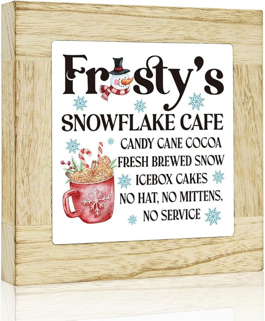Winter Hot Cocoa Bar Sign Coffee Bar Christmas Decor for Table Winter Decorations for Home Office 6 x 6 inches