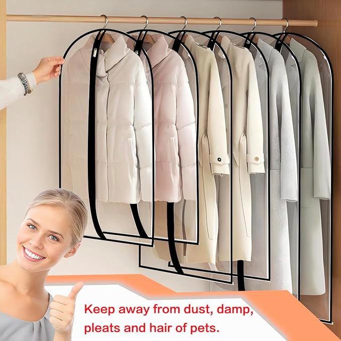 Garment Bags for Hanging Clothes Travel (Set of 12) Clothes Storage Bags Closet Cover for Open Closet with Zipper for Suit, Sweaters Travel Laundry Wardrobe Closet Garment Dust Cover