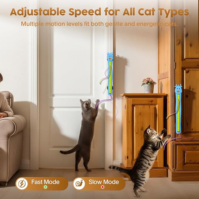 Interactive Cat Toy for Indoor Cats: Door-Mounted Automatic Moving Enrichment Cat Toy with Adjustable Motion Modes, Rechargeable Electric for Kittens & Bored Adult Cats, Hands-Free Pet Play Accessory