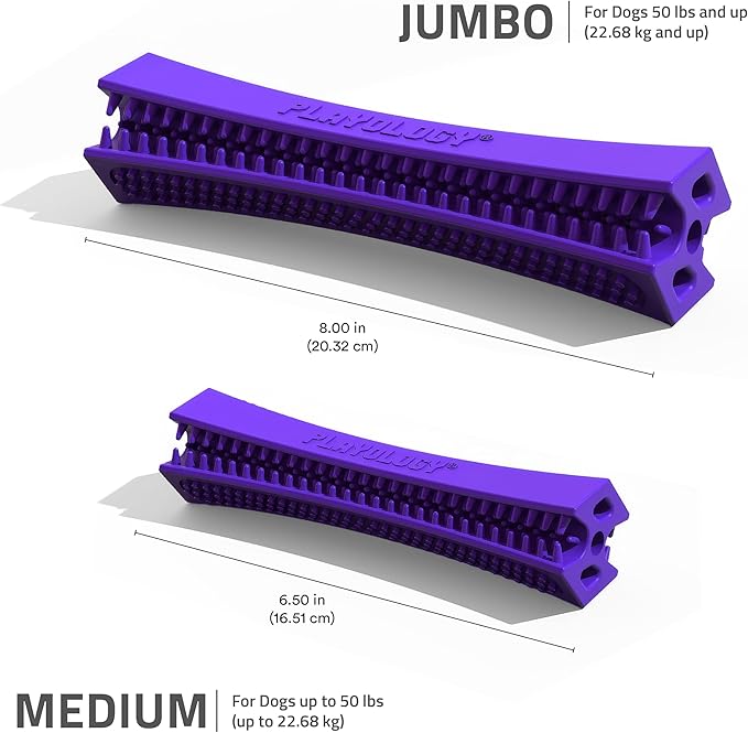 Playology Dog Toys | Dental Chew Stick Gentle on Gums | Jumbo Pork Sausage Scented Toy - Easy to Clean and Made from Non Toxic Materials