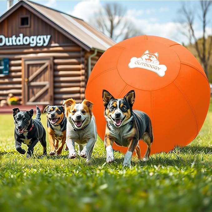 Herding Ball for Dogs 22 Inch - Dual-Layer Durable Herding Ball for Australian Shepherds, Border Collies & Cattle Dogs | Outdoor Herding Toy for Medium/Large Dogs - Backyard Training and Play-Orange