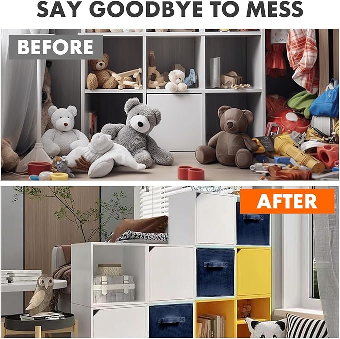 ShellKingdom Storage Bins, Foldable Fabric Storage Cubes and Cloth Organizer Drawer for Closet and Toys, 6 Pack (Dark Blue)