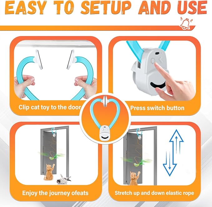 Interactive Cat Toys for Indoor Cats Automatic Electric Flying Bird Feather Mouse Toy - Best Kitten & Adult Cat Enrichment Mouse cat Toy Hanging Electric Kitty Toys for Bored Cats