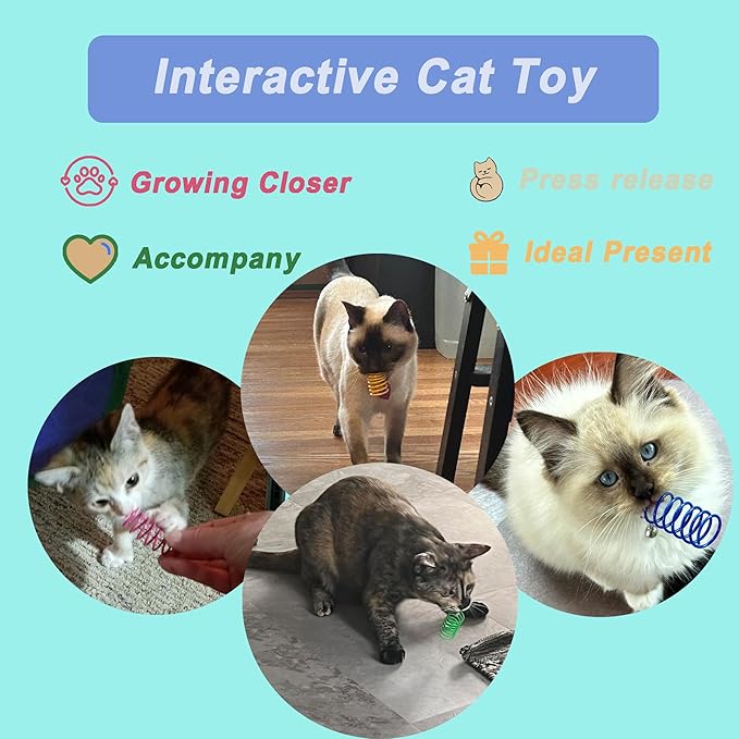 100Pcs Cat Toys Assortment - Interactive Kitten Toy Bundle with Sparkle Balls, Premium Silent Soft Pom Poms, Crinkle Balls & Spring Toys for Indoor Cats & Kittens