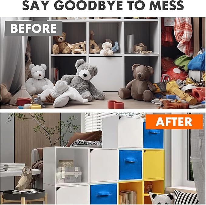 ShellKingdom Storage Bins, Foldable Fabric Storage Cubes And Cloth Storage Organizer Drawer For Closet And Toys, 2 Pack (Royal Blue)