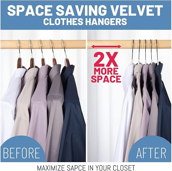 HOUSE DAY White Velvet Hangers 60 Pack, Non Slip Felt Hanger, Slim Velvet Clothes Hangers for Suits, Shirt, Heavy Duty Coat Hanger for Closet