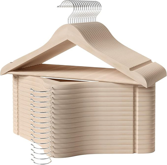 StorageWorks Clothes Hanger 30 Pack, Wooden Coat Hangers for Shirts, Jackets, Pants, Suits, Sweaters, Lotus Wood