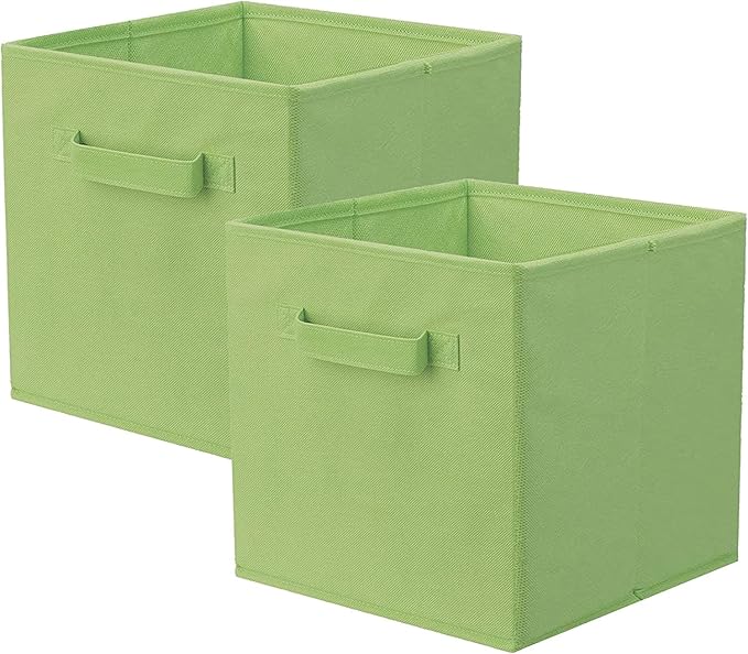 ShellKingdom Storage Bins, Foldable Fabric Storage Cubes And Cloth Storage Organizer Drawer For Closet And Toys Storage, 2 Pack (Green)
