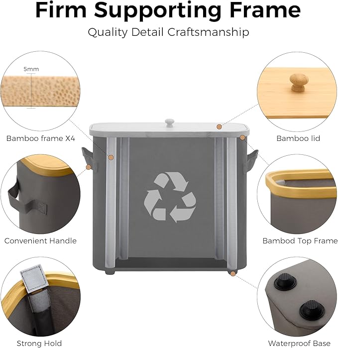 MinBoo Toilet Paper Basket, Storage with Lid, Toilet Paper Organizer for Bathroom, Free Standing Toilet Paper Holder with Storage,Gray