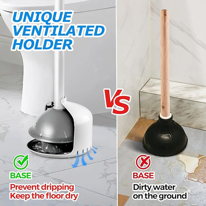 2Pack Toilet Plunger with Holder，Plungers for Bathroom with Holder, Toilet Plunger with Cover，Bathroom Plunger，Bathroom Decor，Toilet Bowl Cleaners,Bathroom Accessories，White(19inch)