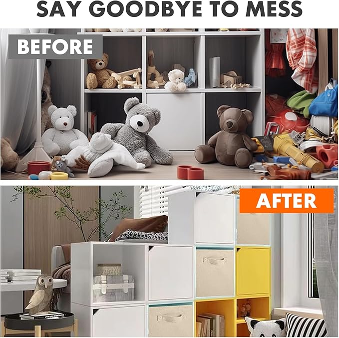 ShellKingdom Foldable Fabric Storage Cubes And Cloth Organizer Drawer For Closet And Toys, 6 Pack (Beige)