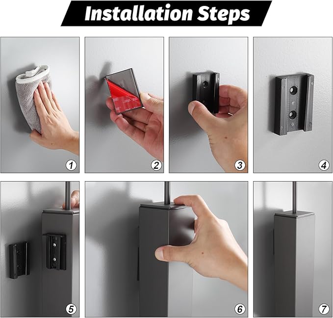 BGL Toilet Brush and Holder Set Matte Black Wall Mounted for Bathroom Square Design