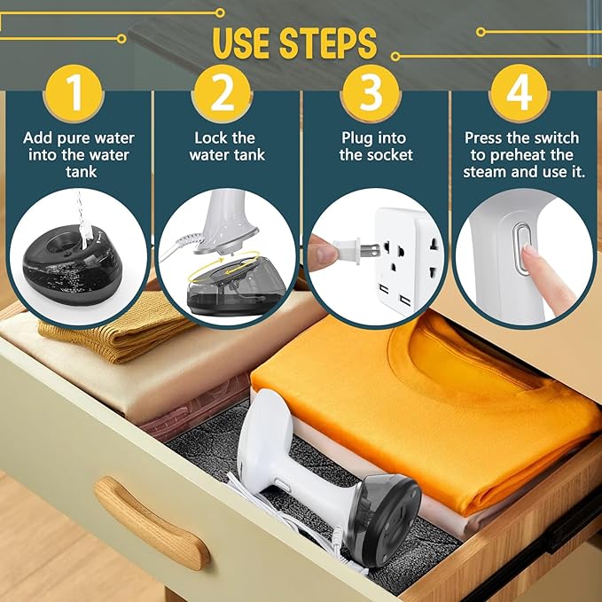 Handheld Steamer for Clothes 1200W, Clothes Steamer with Large 360ml Water Tank, Fast Wrinkle Remover Portable Garment Steamer, Ideal for Home, Office, Travel, White