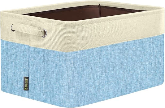 BALEINE 1 Pack Fabric Storage Bins for Shelves, Linen Storage Baskets for Organizing, Decorative Closet Bins for Clothes, Home (Skyblue, 14''x10''x8.5'')