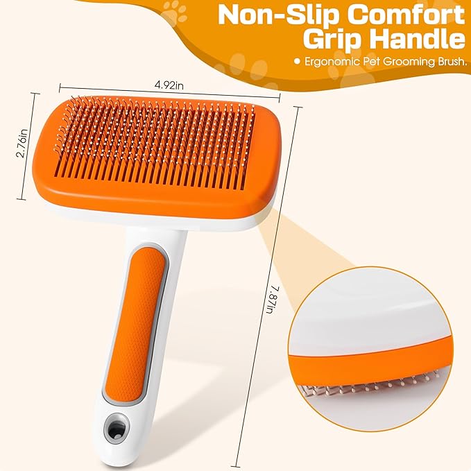 Self Cleaning Slicker Brush, Skin Friendly Grooming Tool for Dogs, Suitable for Dogs and Kittens, it Removes Shedding and Hair from Both Long Haired and Short Haired Pets