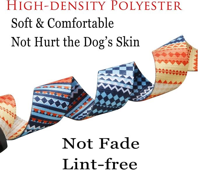 Dog Collar with Bohemia Floral Tribal Geometric Patterns - Soft Ethnic Style Collar Adjustable for Small Medium Large Dogs (Bohemian Orange,XS)