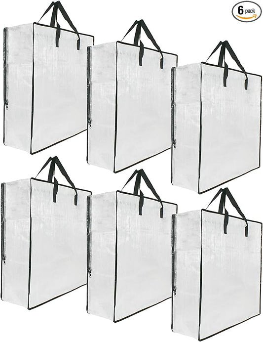 6 Pack Clear Storage Bags with Zipper and Handles, Blanket Bags For Closet Storage, Moving and Packing Supplies for College, Underbed Storage Organizer for Clothes Pillow Bedding Christmas Wreath