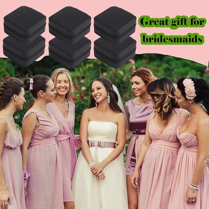 Travel Jewelry Case Bridesmaid Gifts Box,12 Pack Small Jewelry Box Mini Jewelry Organizer,PU Leather Portable Earring Storage Box for Women Girls Bridesmaid Proposal Gifts