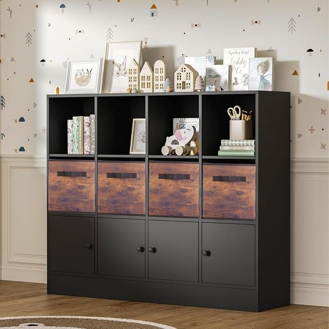 ShellKingdom Storage Bins, Foldable Fabric Storage Cubes And Cloth Storage Organizer Drawer For Closet And Toys Storage, 6 Pack (Retro Wood Pattern)