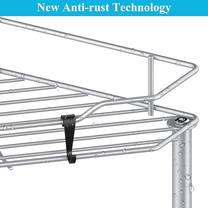 3 Tier Floor Standing Corner Shower Caddy Organizer Shelf with Hooks, Bathroom Shelves Stand Rack, Silver