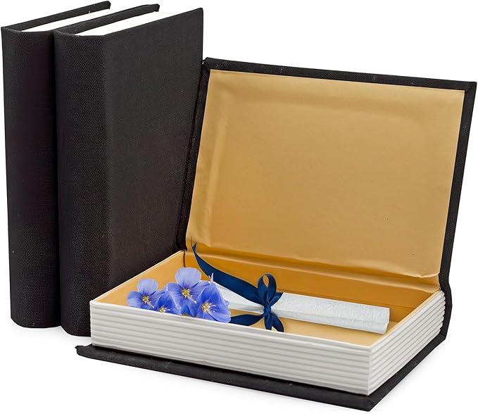 AuldHome Design Faux Book Stack (Black, Set of 3); Decorative Books for DIY Crafts and Home Decor