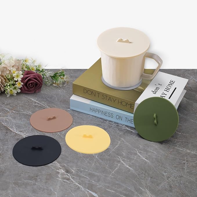 6Pcs Silicone Lids for Cups, 3.9in/10cm Silicone Cup Covers for Drinks Reusable Mug Cover Lid Silicone Coffee Cup Lid Wine Glass Covers Tea Cup Covers for Steeping