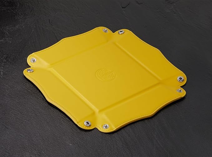 Jewelry Tray, PU Leather Valet Tray - Catchall for Keys, Wallet, Coins - Yellow