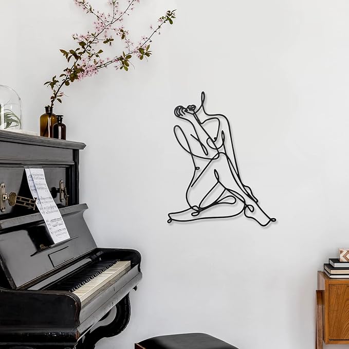 Photect 3 Pcs Metal Wall Art Decor Minimalist Abstract Woman Wall Art Metal Modern Line Drawing Decor Female Single Line Home Hanging for Bedroom Bathroom Living Room Christmas Housewarming(Fresh)