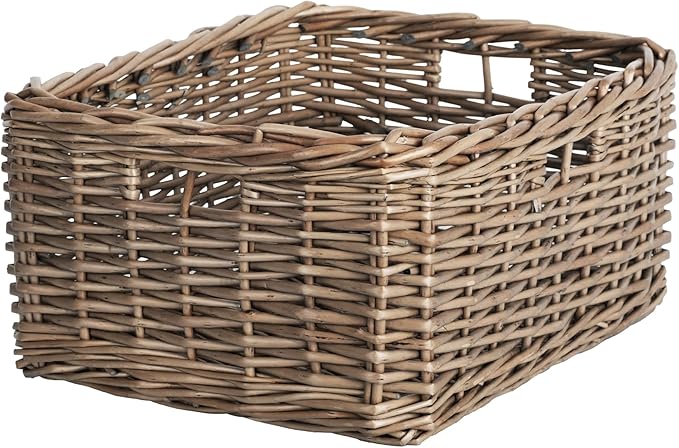StorageWorks Pantry Baskets, Willow Storage Baskets for Organizing, Shelves, Pantry Organizers and Storage, Brown, 16 ½"L x 13"W x 7 ½"H