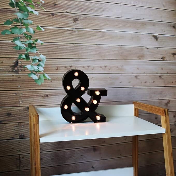 Light Up Black Alphabet Marquee Letters Sign LED Marquee Number Lights Sign for Night Light Home Bar Christmas Lamp Birthday Party Wedding Decoration &