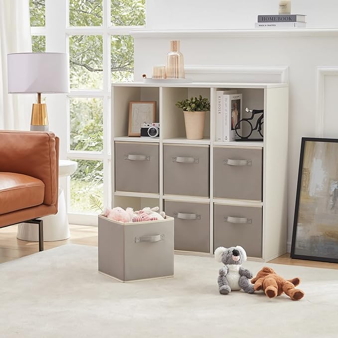 Lifewit Collapsible Fabric Storage Cubes Bins Set 11 Inch, Foldable Cubby Organizers Boxes, 6 Pack Organizing Baskets for Shelf, Closet, Utility Room, Storage Room, 18L Light Gray