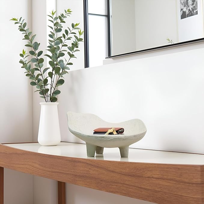 Braxio White Decorative Bowl with Sand Finish - Key Holder Bowl for Entryway Table, Modern Fruit Bowl for Kitchen Counter, Centerpiece Catch-All Bowl 10.5 x 10 x 5.5 Inch