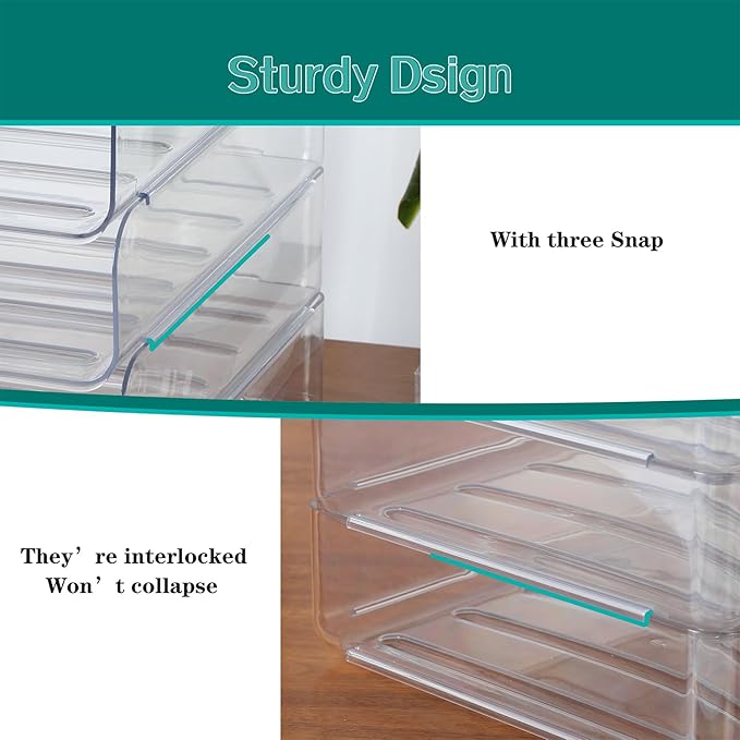(4pcs Pack) HKeeper Stackable Paper Trays,Letter Tray Organizer,Office Desktop Organizer,A4 Paper Holder,Supplies Magazine,File Documents,Receipts(Clear,Regular)