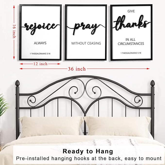 3D Wood Prayer Wall Decor, Framed Christian Picture Wall Art, Praise God Wall Decor for Entryway Home Church Prayer Room (Ready to Hang, 12x16 inches, Set of 3, Framed)