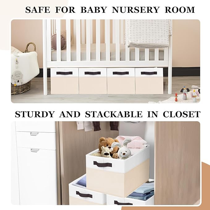 Criusia 6 Pack Large Toy Box Chest, Collapsible Sturdy Toy Storage Organizer Bins Baskets for Kids, Boys, Girls, Nursery, Playroom, Shelf Baskets for Lego Puzzle Balls, Game Organizer (14L*10W*9.5H)