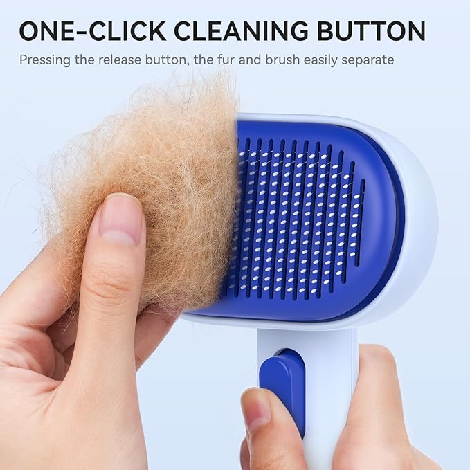 aumuca Self Cleaning Slicker Brush, Cat Brushes for Indoor Cats, Horses Grooming Deshedding Brush, Pet Massage Removes Loose Fur, Blue