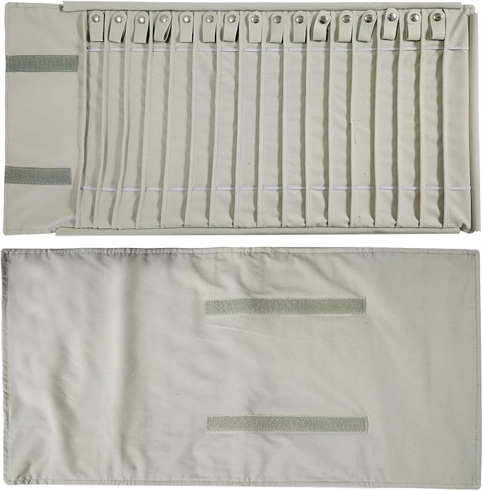 Portable Jewelry Roll Untangled Secure Necklace Travel Storage Bag Displays Holder 16 Chain (Beige)