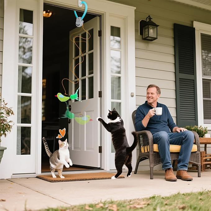 Interactive Cat Toys for Indoor Cats Automatic Electric Flying Bird Feather Mouse Toy - Best Kitten & Adult Cat Enrichment Mouse cat Toy Hanging Electric Kitty Toys for Bored Cats