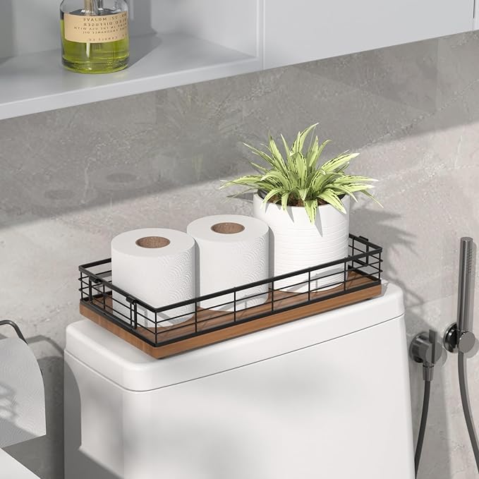 Toilet Paper Basket, 2PCS 13 Inch Bathroom Tank Tray Top of Toilet Storage Toiletries Organizer for Bathroom, Living Room and Kitchen