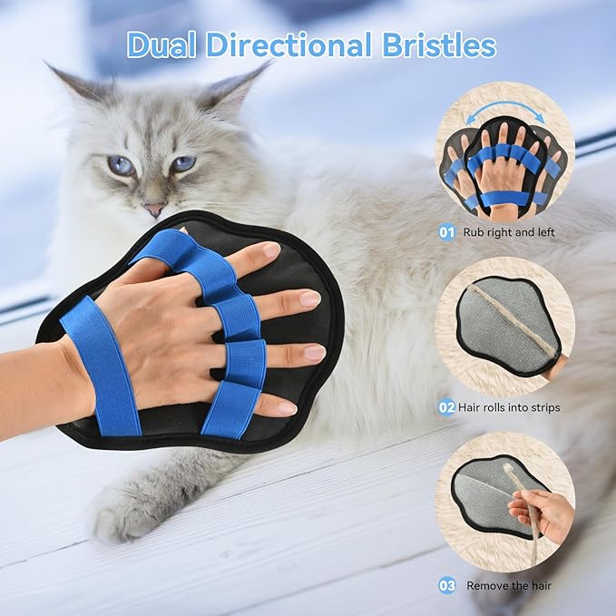 AstraLoom Pet Hair Removal Glove for Cats & Dogs,Upgraded Electrostatic Pet Hair Gloves,Reusable Cat Dog Electrostatic Hair Remover Grooming Glove Brush Tool (1PCS)