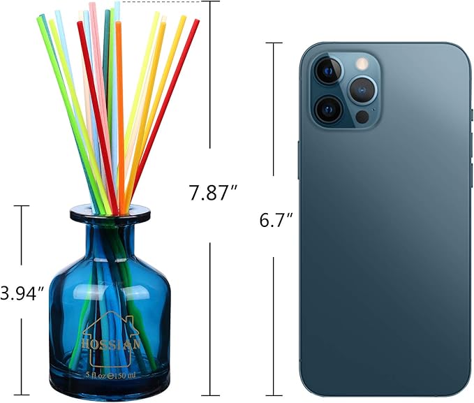 HOSSIAN Diffuser Glass Bottles Black -Empty Reed Diffuser Bottle with Sticks- Fragrance Accessories use for DIY Replacement Reed Diffuser Sets (4 Color)