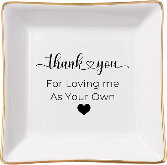 Bonus Mom Gifts for Step Mom Ring Dish Jewelry Tray for Mother in Law Birthday Mothers Day Valentine's Christmas Stepmom Gift, Thank You for Loving Me As Your Own Mother in Law Wedding Gifts