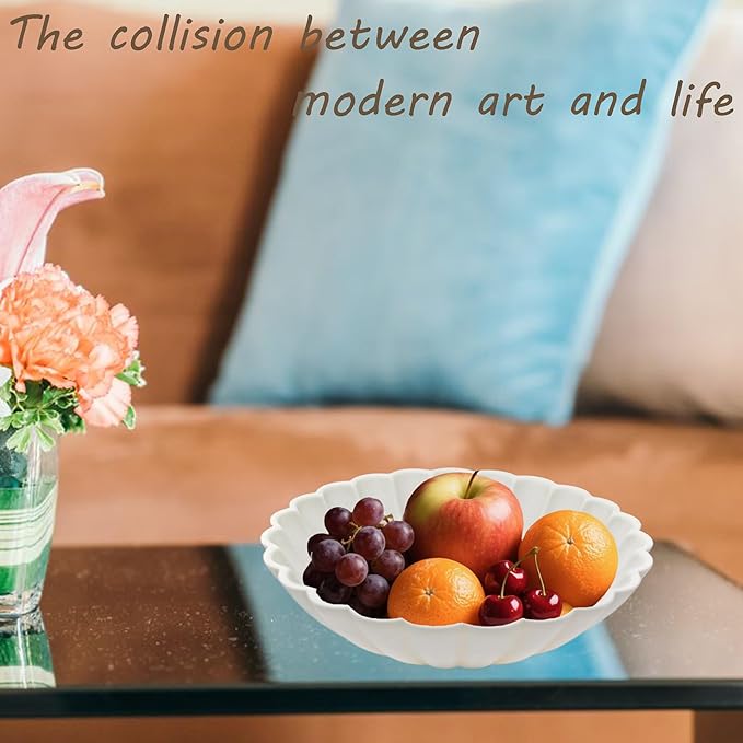 Ocean-Inspired Scallop Decorative Bowl, Fruit Bowl Home Decor, Coffee Table Tray, Key Bowls Entryway Decor, Handmade Non-Slip Decor Bowl with Coastal Charm