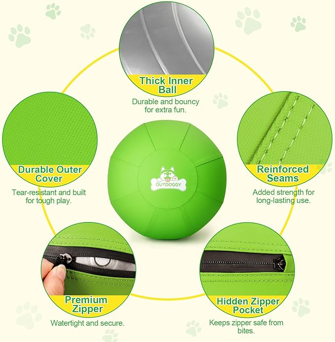 Herding Ball for Dogs 18 Inch - Dual-Layer Heavy Duty Herding Ball for Australian Shepherds, Border Collies & Corgis | Outdoor Herding Toy for Small/Medium Dogs - Backyard Training and Play - Green