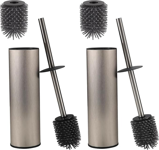 Toilet Brush and Holder,Stainless Steel Toilet Brushes for Bathroom with Holder 2pack Brushed Nickel