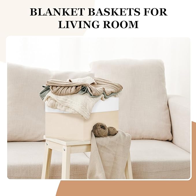 Criusia 8 Pack Large Storage Basket, Fabric Blanket Basket Living Room, Toy Organizers and Storage with Handles for Kids, Laundry Basket for Clothes Towel, Yarn and Craft Storage Bins (14L*10W*9.5H)