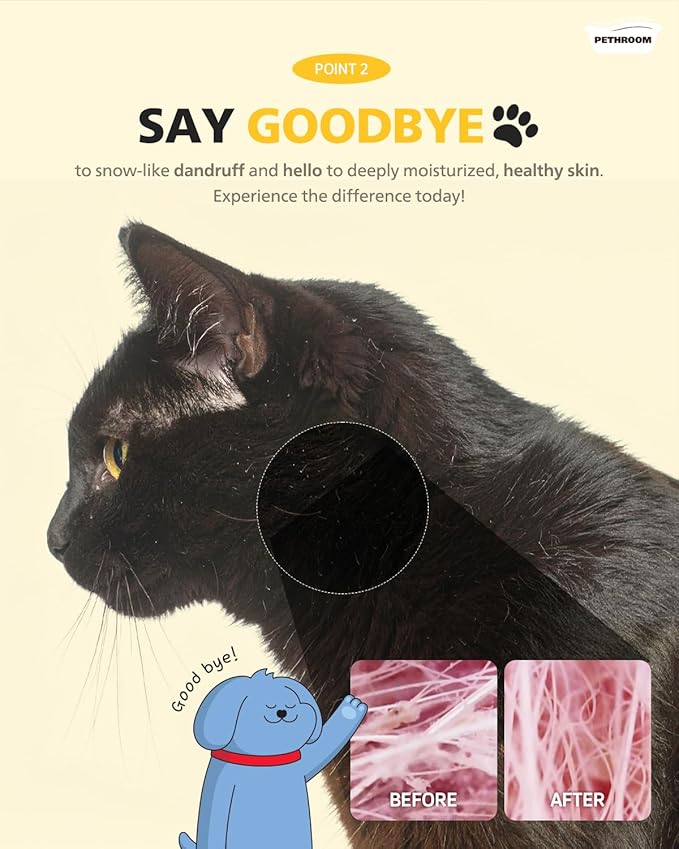 PETHROOM] Unscented Cat Moisture Mist – Natural Leave-In Conditioner Spray for Cats – 95% Plant Extracts– Hydrating, Detangling, Static & Dander Control, 100% EWG Green