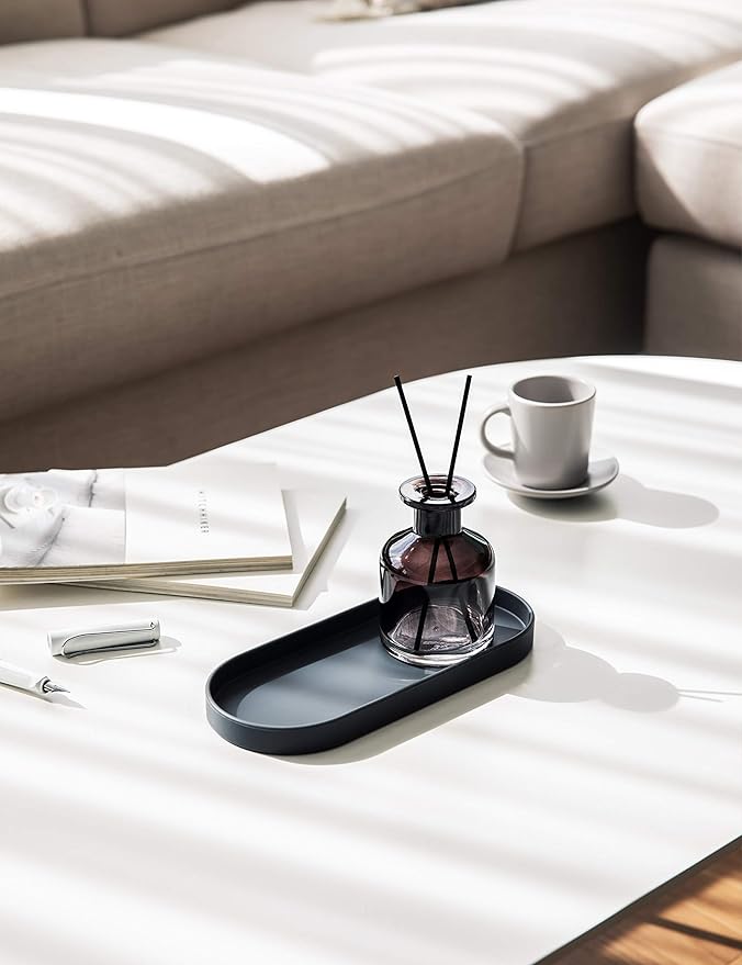 Lazy K Silicone Tray - Small Vanity Tray Organizer - Spoon Rest Holder - Multi-Purpose Modern Kitchen Sink, Bathroom, Counter Organizer (Grey)